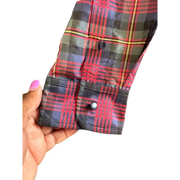 NWT Ralph Lauren Silk Georgette Harvest Plaid Button Down Blouse Size Large - Picture 9 of 13